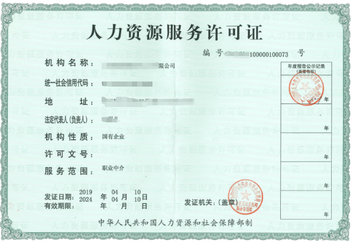 人力资源服务许可证